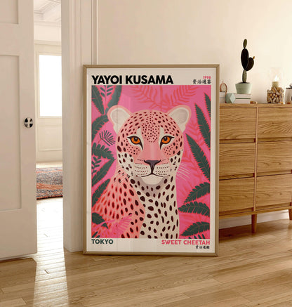 Japanese Exhibition Poster, Yayoi Kusama Art Print, Sweet Cheetah Traditional Japanese Wall Art Decor, Asian Decor, Japanese Pop Art