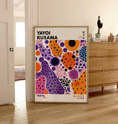 Japanese Exhibition Poster, Yayoi Kusama Art Print, All Dots Japanese Wall Print Decor, Japanese Art, Oriental Decor A2/A3/A4/A5