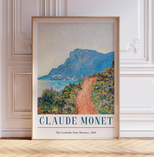 Claude Monet Poster, La Corniche Near Monaco, Monet Print, Vintage French Home Decor, Floral Print, Floral Decor, A2/A3/A4/A5