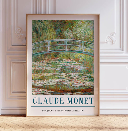 Claude Monet Poster, Bridge over a Pond of Waterlilies, Monet Print, Vintage French Home Decor, Floral Print, Floral Decor, A2/A3/A4/A5