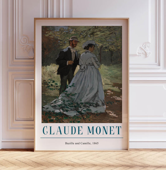 Claude Monet Poster, Bazille and Camille, Monet Print, Vintage French Home Décor, Floral Print, Floral Décor, Gift, A2/A3/A4/A5