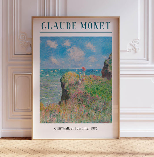 Claude Monet Poster, Walk on the Cliff at Pourville, Monet Print, Vintage French Home Décor, Floral Print, Floral Décor, Gift, A2/A3/A4/A5