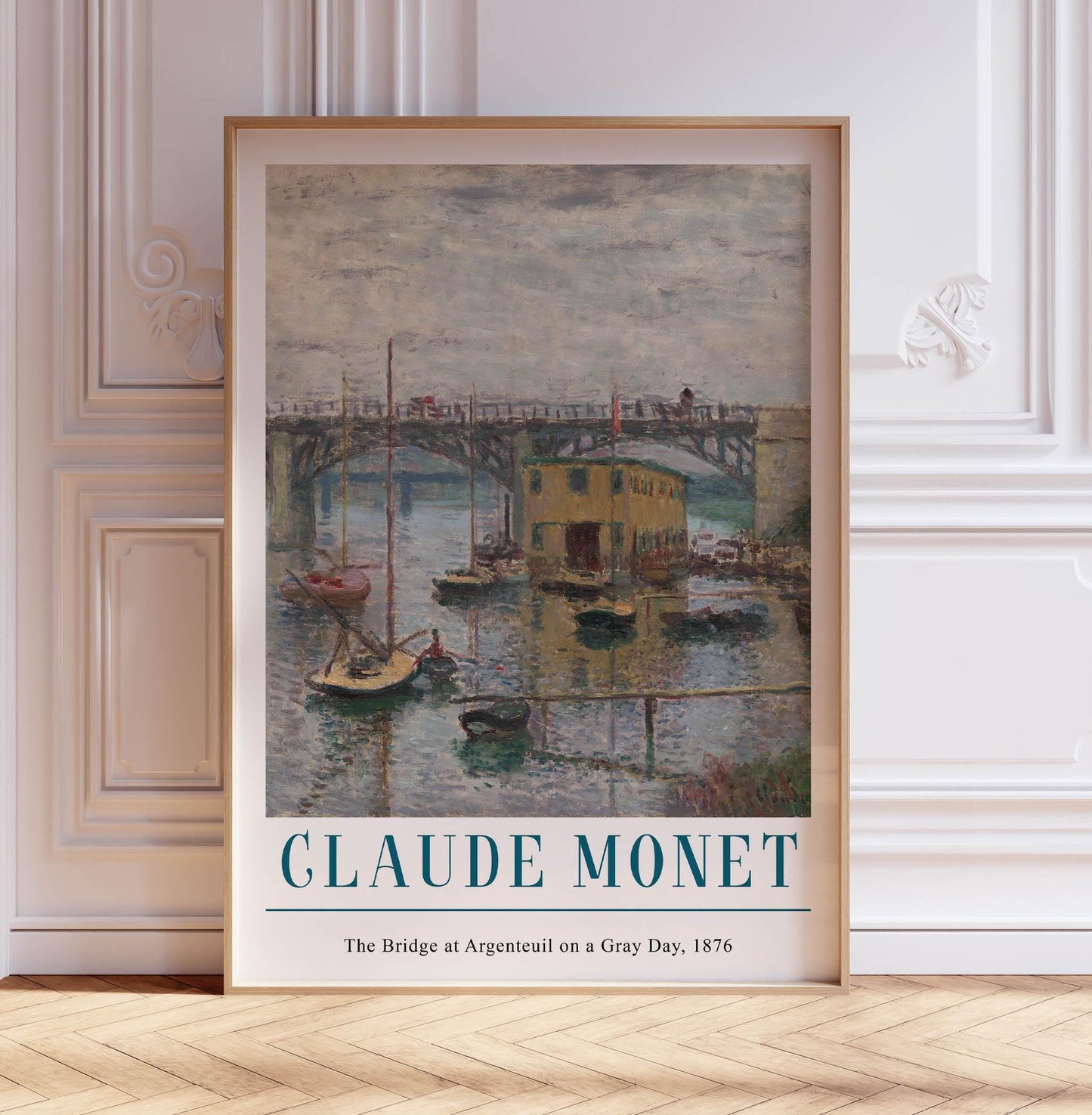 Monet Exhibition Poster, The Bridge at Argenteuil on a Gray Day, Claude Monet Print, French Travel Décor, Architecture, Wall Art Décor, Gift