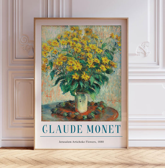 Claude Monet Poster, Jerusalem Artichoke Flowers, Monet Print, Vintage French Home Décor, Floral Print, Floral Décor, Gift, A2/A3/A4/A5