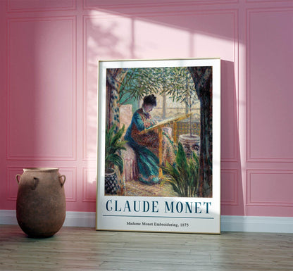 Monet Exhibition Poster, Madame Monet Embroidering, Claude Monet Print, French Décor, Architecture, Wall Art Décor, Gift