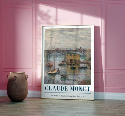 Monet Exhibition Poster, The Bridge at Argenteuil on a Gray Day, Claude Monet Print, French Travel Décor, Architecture, Wall Art Décor, Gift