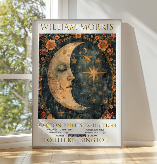 William Morris Moon & Stars Print, William Morris Exhibition Print, William Morris Poster, Vintage Poster, Textiles Art, Vintage Wall Art,