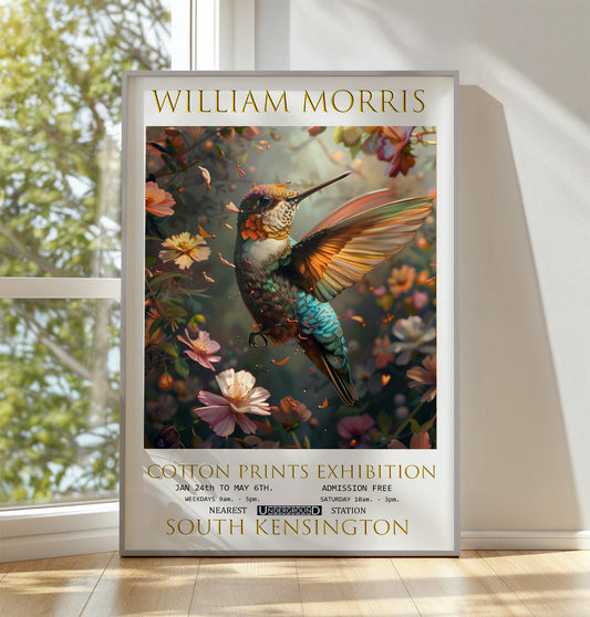 William Morris Humming Bird Print, William Morris Exhibition Print, William Morris Print, Vintage Wall Art, Textiles Art, Vintage Poster