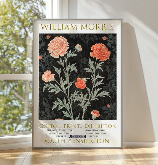 William Morris Print, William Morris Exhibition Print, William Morris Poster, Vintage Poster, Textile Art, Floral Wall Art, Carnations Print