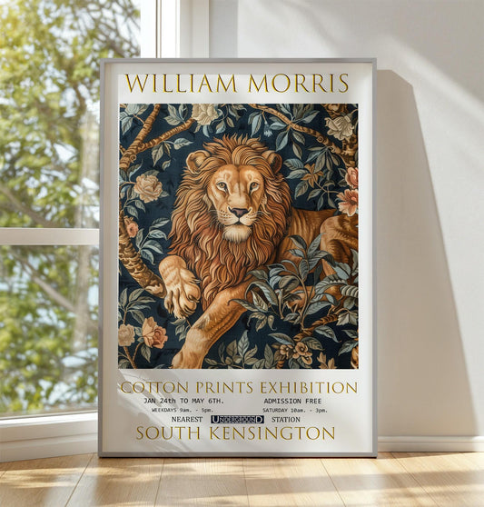 William Morris Lion Print, William Morris Exhibition Print, William Morris Poster, Vintage Poster, Textiles Art, Vintage Wall Art, Flora Art