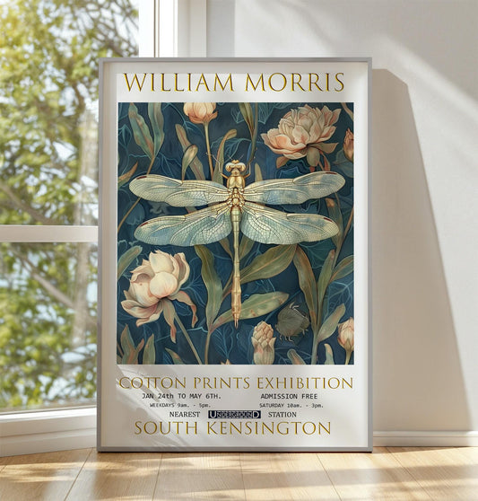 William Morris Dragonfly Print, William Morris Exhibition Poster, William Morris Poster, Vintage Poster, Textiles Art, Vintage Wall Art,