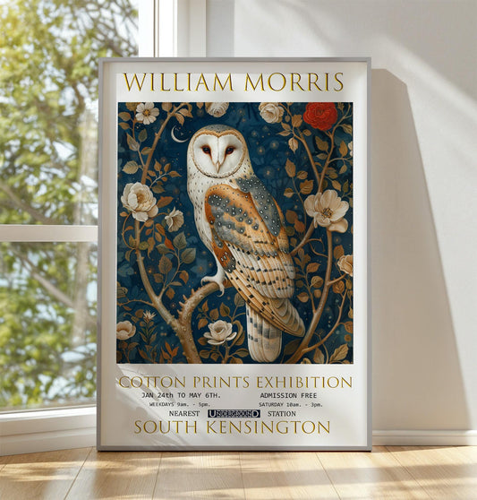 William Morris Print, William Morris Exhibition Print, William Morris Poster, Vintage Poster, Textiles Art, Vintage Wall Art, Owl Art Print