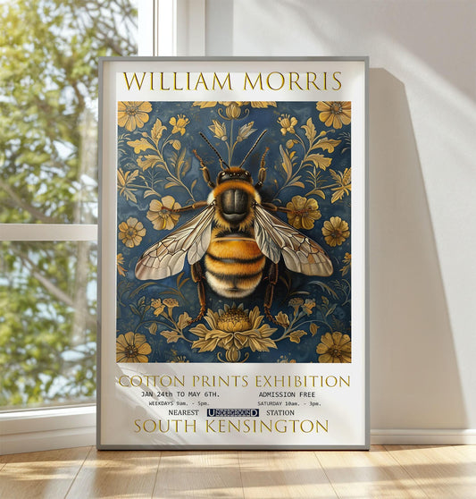 William Morris Print, William Morris Exhibition Print, William Morris Poster, Vintage Poster, Textile Art, Vintage Wall Art, Bumblebee Print