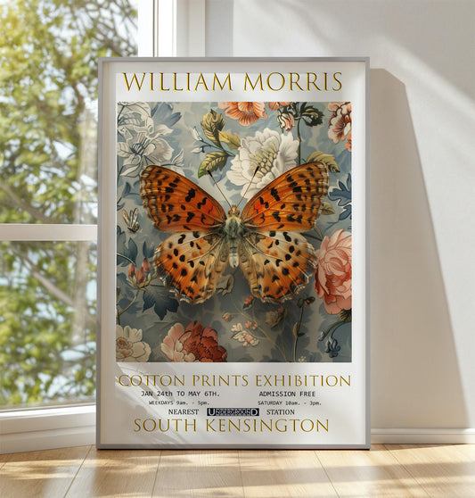 William Morris Butterfly Print, William Morris Exhibition Poster, William Morris Poster, Vintage Poster, Textiles Art, Vintage Wall Art,