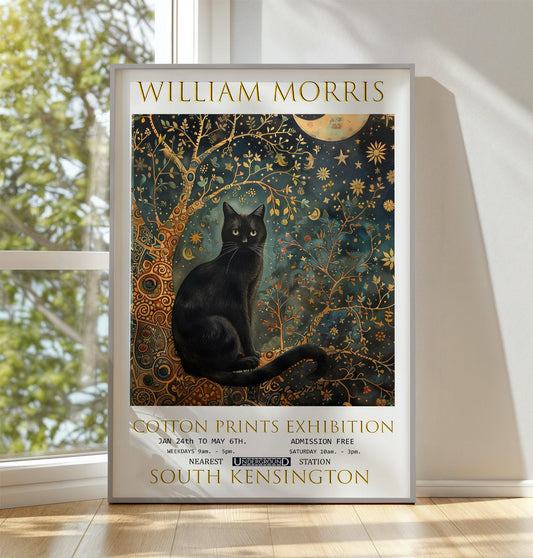 William Morris Black Cat Print, William Morris Exhibition Print, William Morris Poster, Vintage Poster, Textiles Art, Vintage Wall Art, Gift