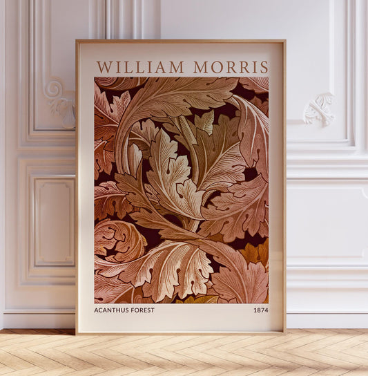 William Morris Floral Art Print, William Morris Exhibition Poster, Vintage Poster, Acanthus Print, Animal Art, Floral Print, Wall Art Decor