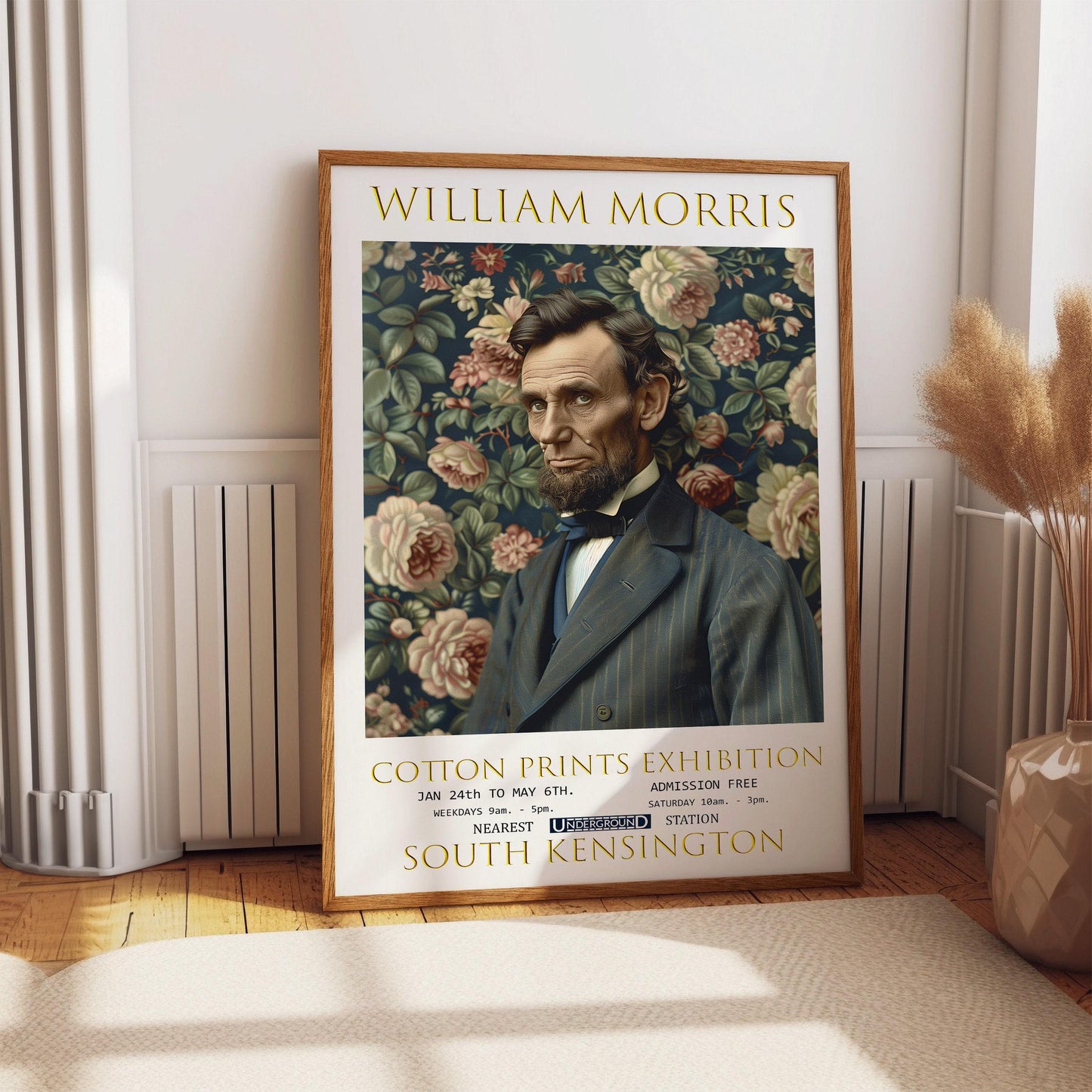 William Morris Abraham Lincoln Print, William Morris Exhibition Print, William Morris Poster, Vintage Poster, Textiles Art, Vintage Wall Art