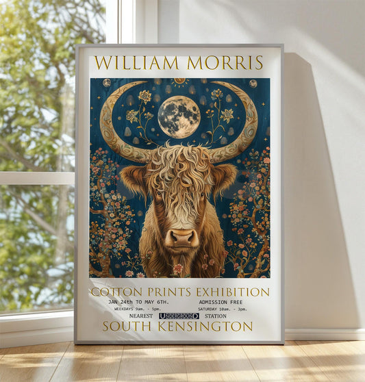 William Morris Highland Cow Print, William Morris Exhibition Print, William Morris Poster, Vintage Poster, Textiles Art, Vintage Wall Art,