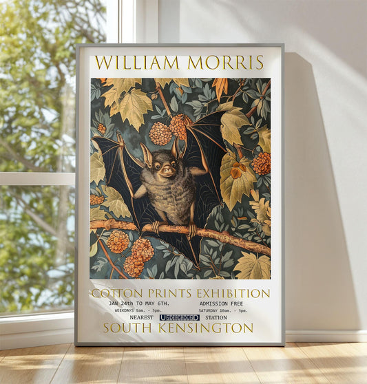 William Morris Print, William Morris Exhibition Print, William Morris Poster, Vintage Poster, Textile Design, Vintage Wall Art, Bat Print