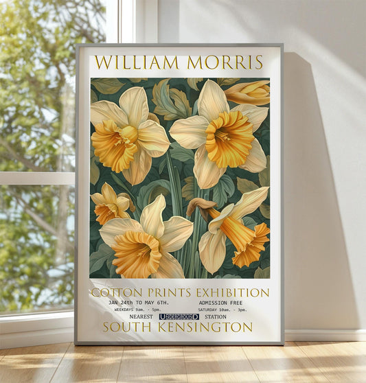 William Morris Print, William Morris Exhibition Print, William Morris Poster, Vintage Poster, Textile Art, Floral Wall Art, Daffodils Print