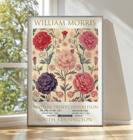 William Morris Print, William Morris Exhibition Print, William Morris Poster, Vintage Poster, Textile Art, Floral Wall Art, Carnations Art