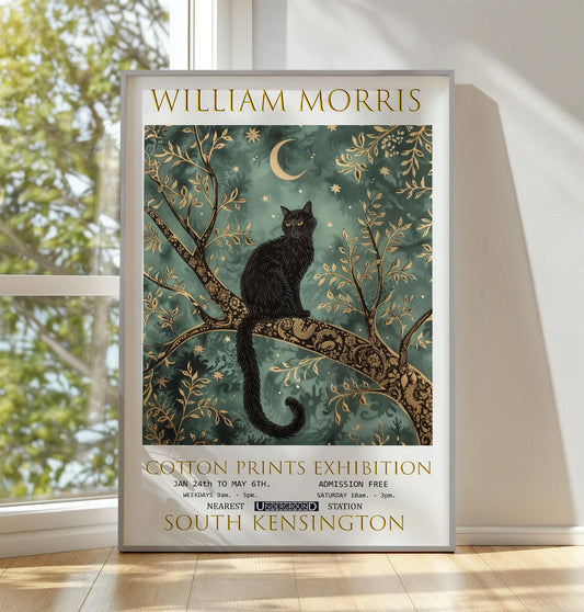 William Morris Print, William Morris Exhibition Print, William Morris Poster, Vintage Poster, Textiles Art, Vintage Wall Art, Black Cat