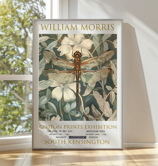 William Morris Dragonfly Print, William Morris Exhibition Poster, William Morris Poster, Vintage Poster, Textiles Art, Vintage Wall Art,