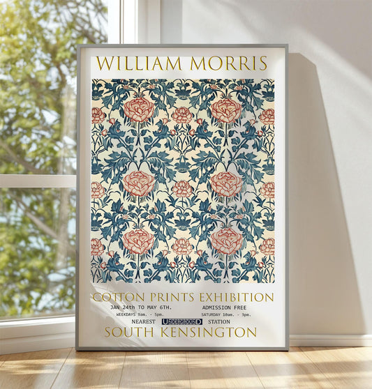 William Morris Print, William Morris Exhibition Print, William Morris Poster, Vintage Art, Textile Design, Cotton Art, Rose & Thistle Print,