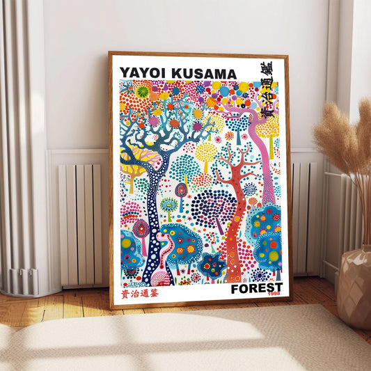 Yayoi Kusama Print, Japanese Art, Yayoi Kusama Wall Art, Whimsical Forest Art. Asian Wall Décor, Exhibition Poster, Forest Picture Print