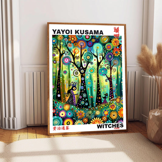 Yayoi Kusama Print, Japanese Art, Yayoi Kusama Poster, Asian Décor. Whimsical Landscape Art, Exhibition Poster, Witches Art Print, Gift