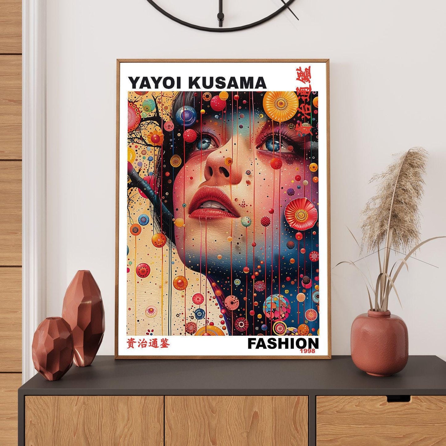 Yayoi Kusama Print, Japanese Art, Yayoi Kusama Wall Art, Whimsical Portrait Art. Asian Wall Décor, Exhibition Poster, Japanese Poster Print