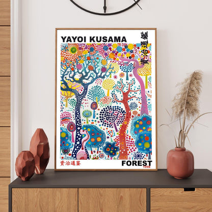 Yayoi Kusama Print, Japanese Art, Yayoi Kusama Wall Art, Whimsical Forest Art. Asian Wall Décor, Exhibition Poster, Forest Picture Print