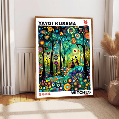 Yayoi Kusama Print, Japanese Art, Yayoi Kusama Poster, Asian Décor. Whimsical Landscape Art, Exhibition Poster, Witches Print A1/A2/A3/A4/A5