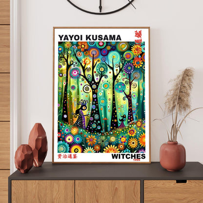 Yayoi Kusama Print, Japanese Art, Yayoi Kusama Poster, Asian Décor. Whimsical Landscape Art, Exhibition Poster, Witches Art Print, Gift