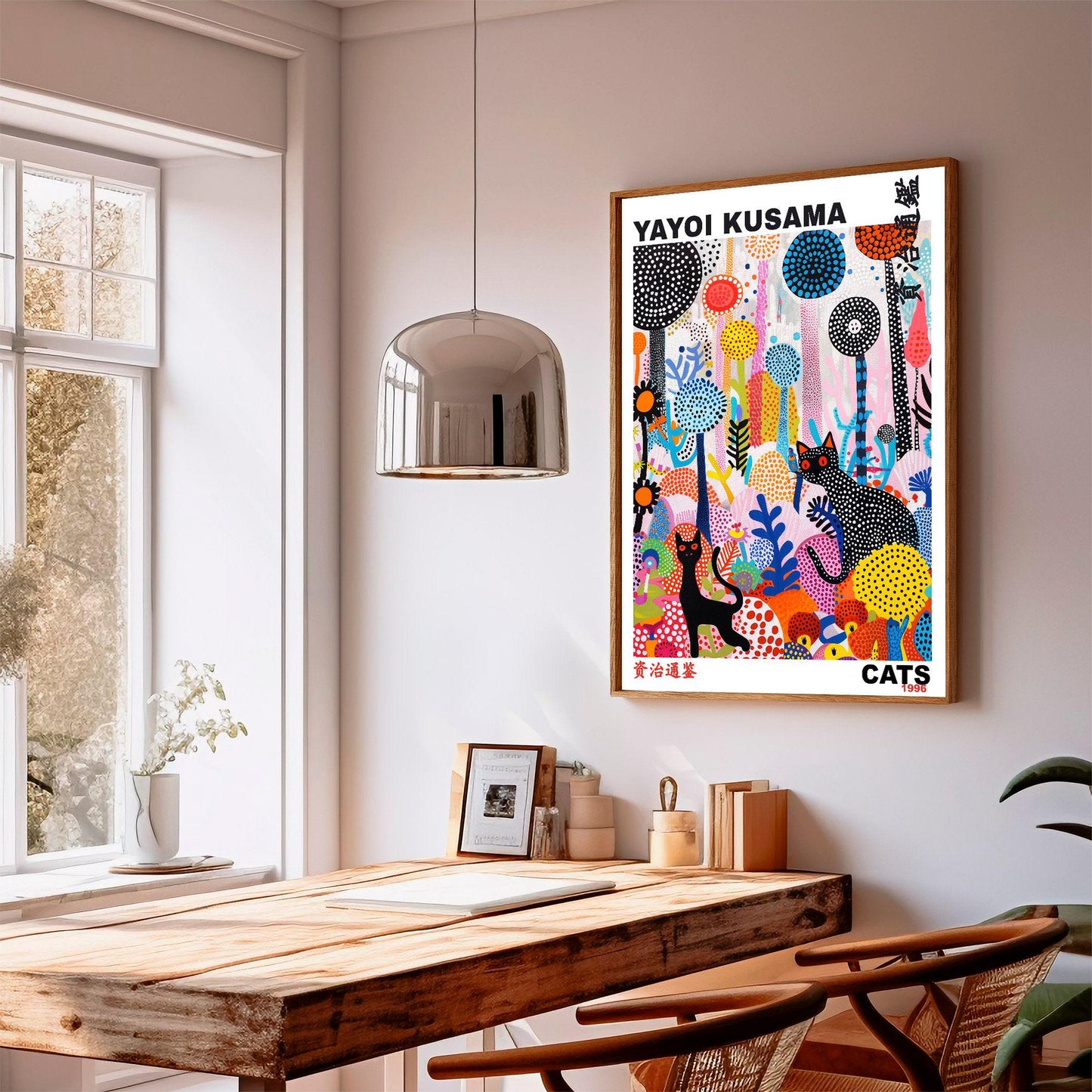 Yayoi Kusama Print, Japanese Art, Yayoi Kusama Poster, Whimsical Landscape Art. Exhibition Poster, Asian Wall Décor, Cats Print, Gift Idea