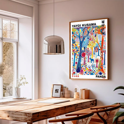 Yayoi Kusama Print, Japanese Art, Yayoi Kusama Poster, Whimsical Landscape Art. Asian Décor, Exhibition Poster, Panda Art Print, Gift Idea