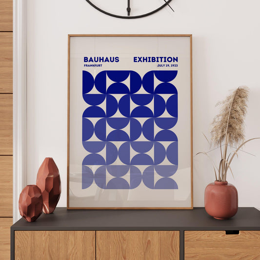 Bauhaus Exhibition Poster: Bauhaus Wall Art, Retro Poster, Minimalist Poster, Retro Print, Blue Home Office Décor, Gift Idea, A1/A2/A3/A4/A5