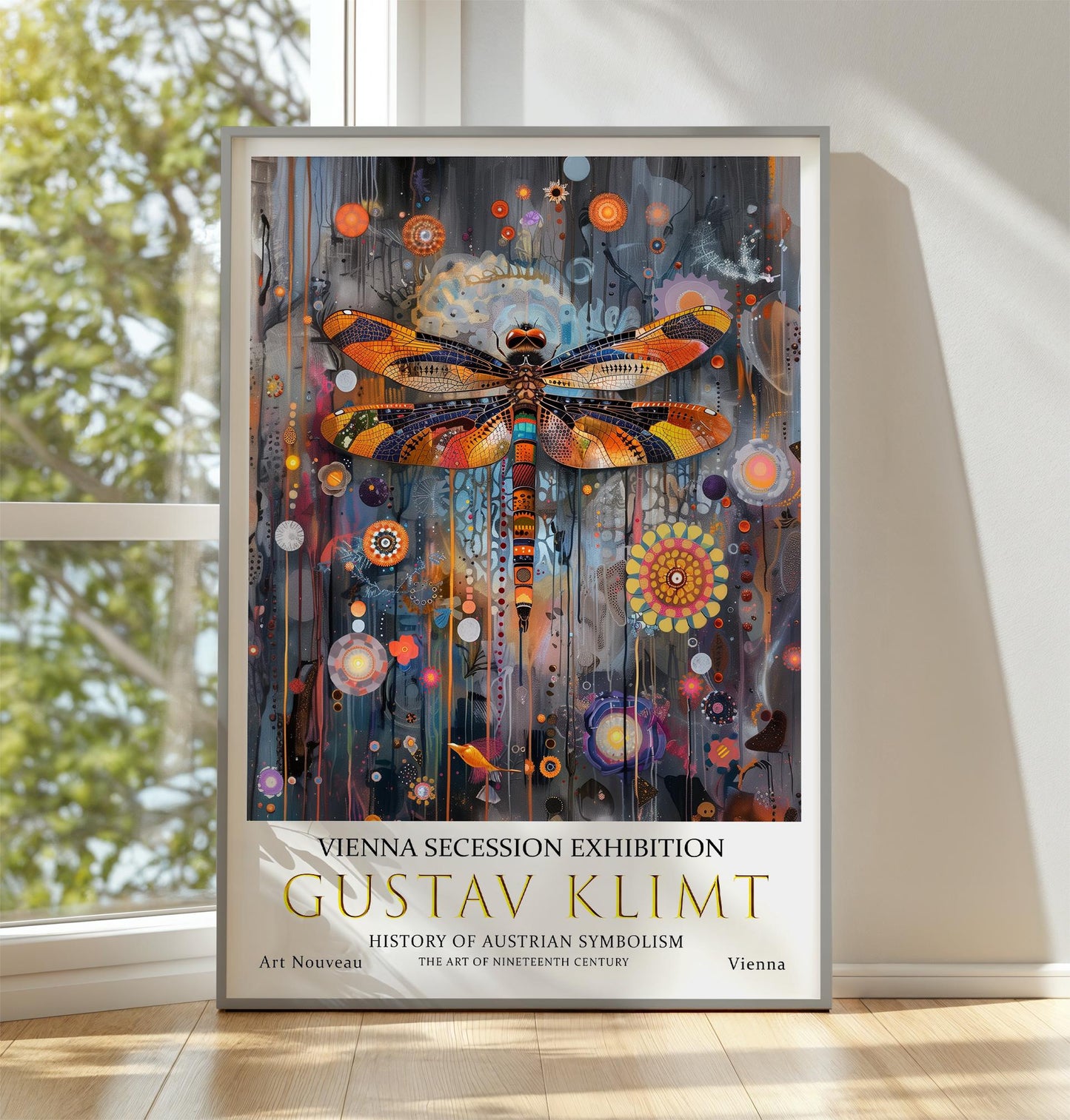 Gustav Klimt Dragonfly Garden Print, Klimt Museum Poster, Gustav Klimt Poster, Klimt Exhibition Poster, Gustav Klimt Painting, Flower Garden