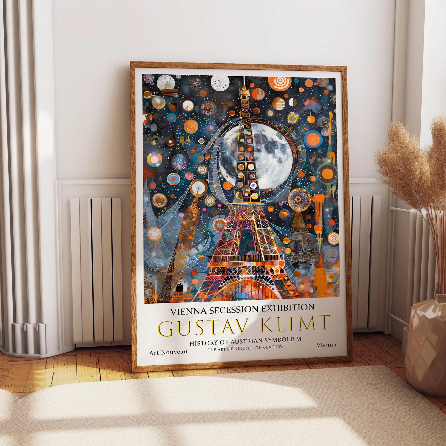 Gustav Klimt Eiffel Tower Night Print, Klimt Museum Poster, Gustav Klimt Poster, Klimt Exhibition Poster, Gustav Klimt Painting, Paris Moon