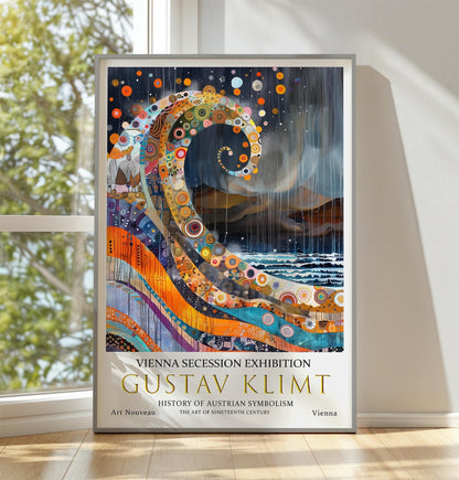 Gustav Klimt Wave Print, Gustav Klimt Exhibition Poster, Gustav Klimt Poster, Vintage Poster, Flower Art, Vintage Wall Art,