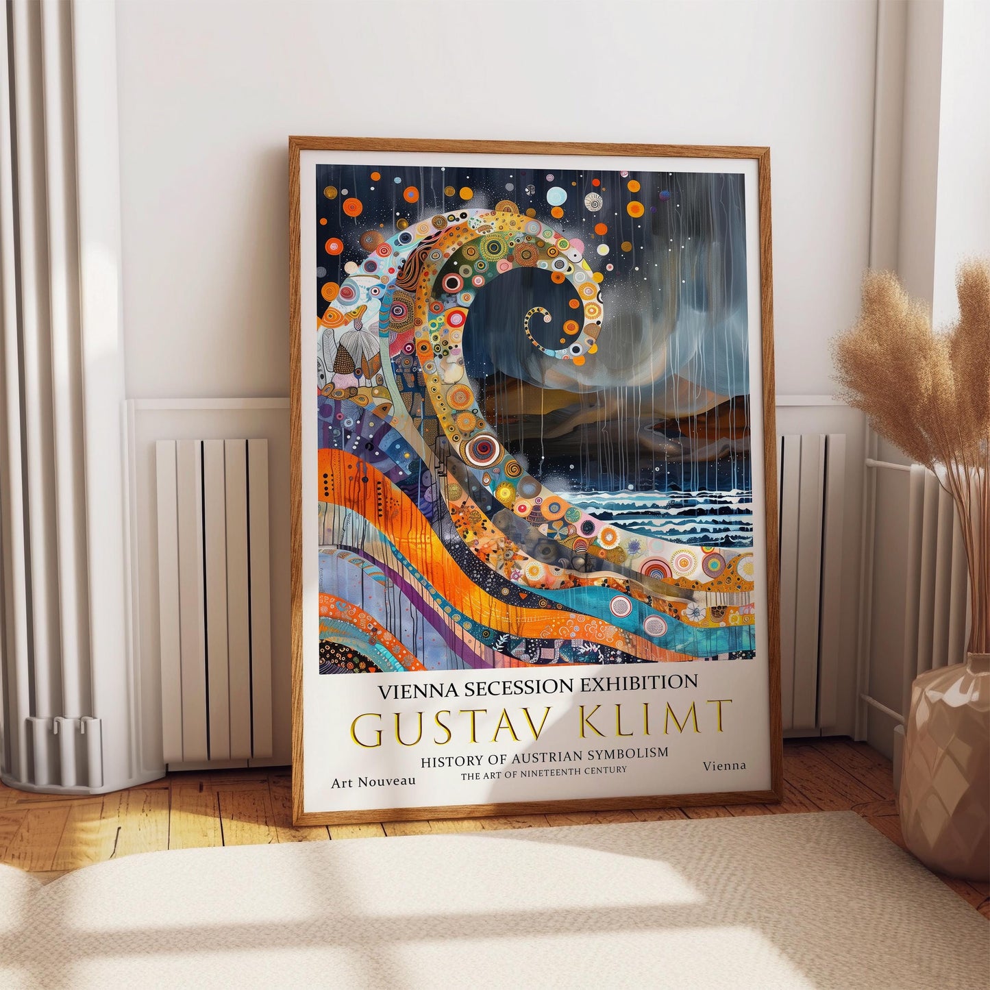 Gustav Klimt Wave Print, Gustav Klimt Exhibition Poster, Gustav Klimt Poster, Vintage Poster, Flower Art, Vintage Wall Art,