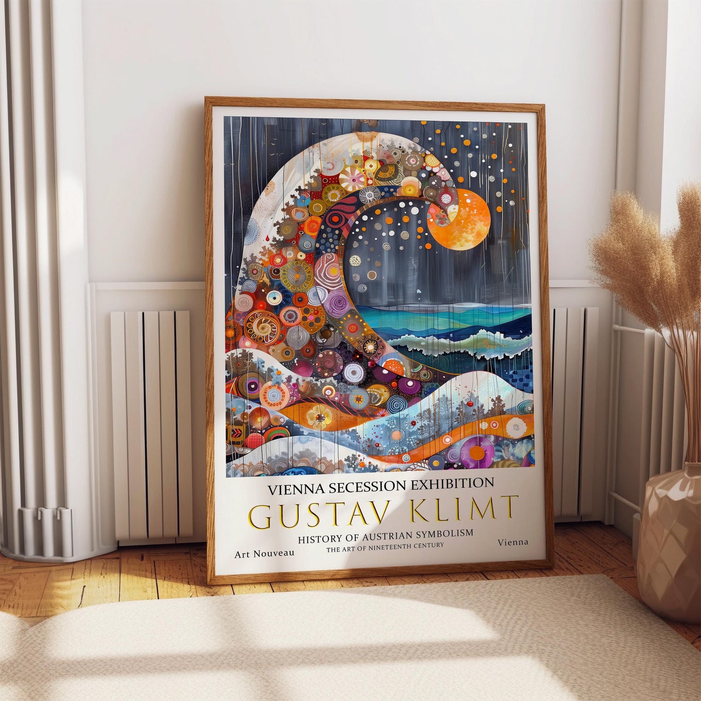 Gustav Klimt Ocean Night Print, Gustav Klimt Exhibition Poster, Gustav Klimt Poster, Vintage Poster, Flower Art, Vintage Wall Art,