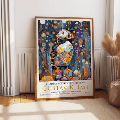 Gustav Klimt Puffin Print, Gustav Klimt Exhibition Poster, Gustav Klimt Poster, Vintage Poster, Flower Artwork, Vintage Wall Art,