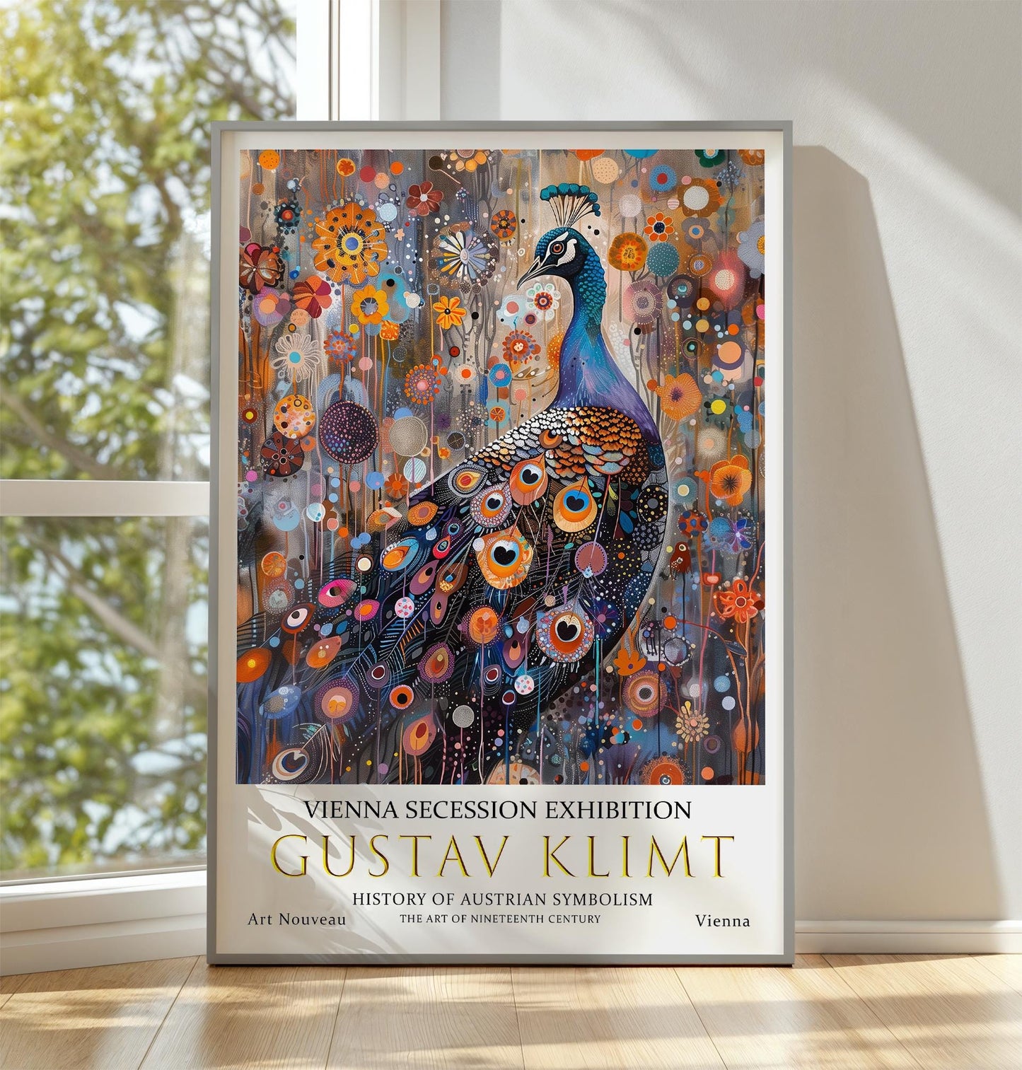 Gustav Klimt Peacock Print, Gustav Klimt Exhibition Poster, Gustav Klimt Poster, Vintage Poster, Flower Artwork, Vintage Wall Art,