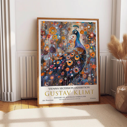 Gustav Klimt Peacock Print, Gustav Klimt Exhibition Poster, Gustav Klimt Poster, Vintage Poster, Flower Artwork, Vintage Wall Art,