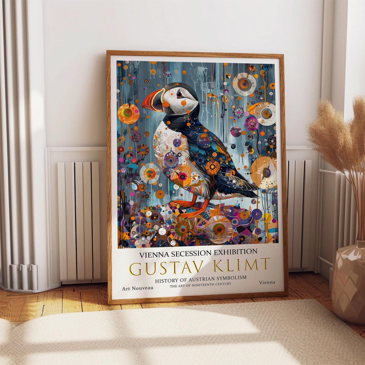 Gustav Klimt Print, Gustav Klimt Exhibition Poster, Gustav Klimt Puffin Poster, Vintage Poster, Flower Artwork, Vintage Wall Art,