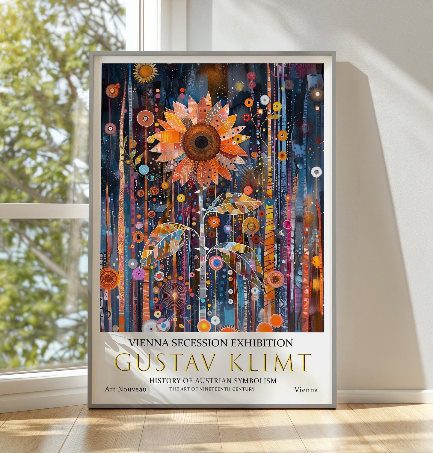 Gustav Klimt Sunflower Print, Gustav Klimt Exhibition Poster, Gustav Klimt Poster, Vintage Poster, Flower Artwork, Vintage Wall Art,