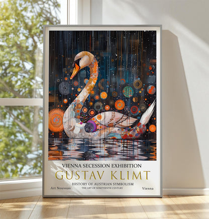 Gustav Klimt Swan Print, Gustav Klimt Exhibition Poster, Gustav Klimt Poster, Vintage Poster, Flower Artwork, Vintage Wall Art,