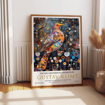 Gustav Klimt Dove Print, Gustav Klimt Exhibition Poster, Gustav Klimt Poster, Vintage Poster, Flower Artwork, Vintage Wall Art,