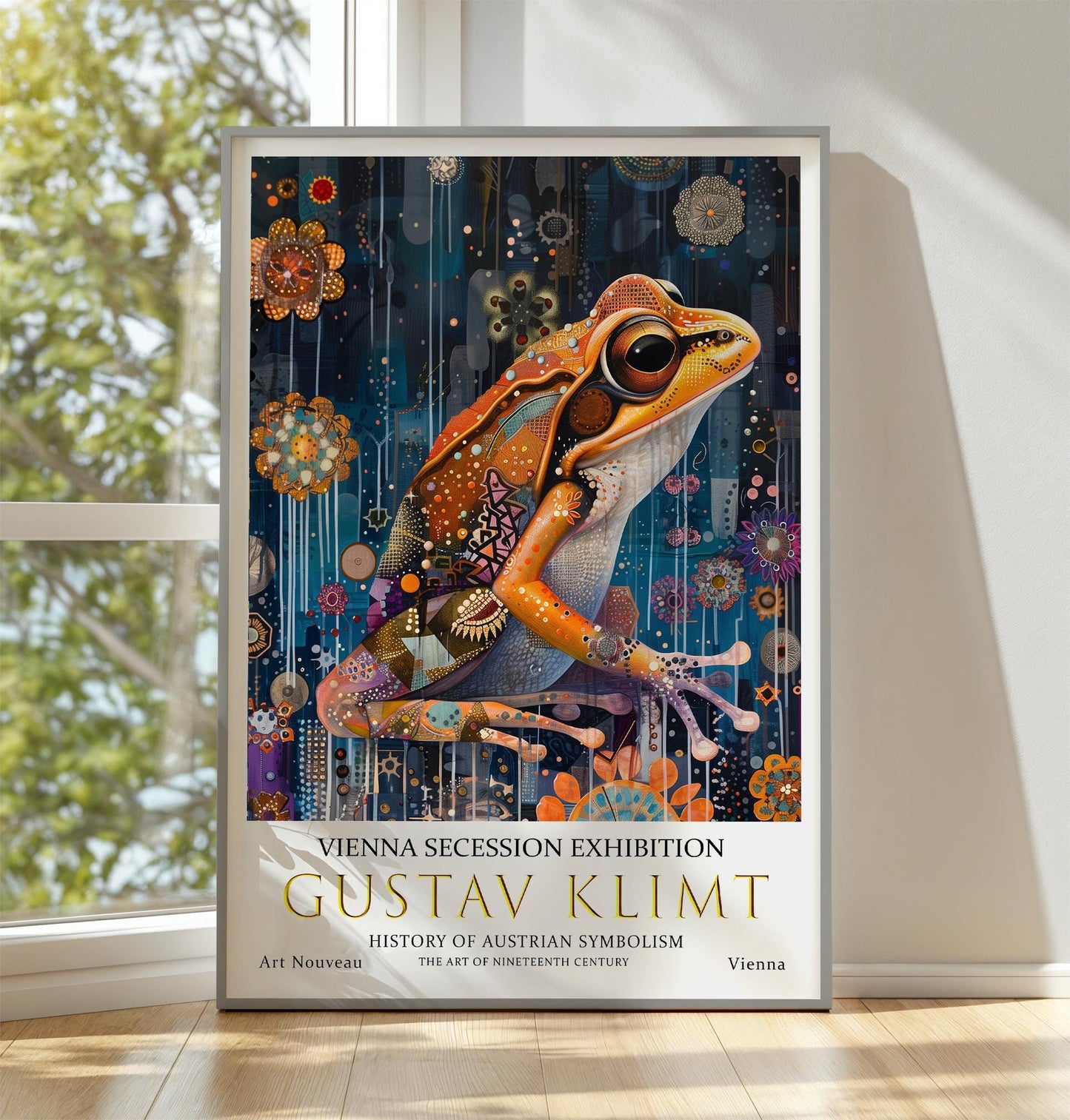 Gustav Klimt Frog Print, Gustav Klimt Exhibition Poster, Gustav Klimt Poster, Vintage Poster, Flower Artwork, Vintage Wall Art,